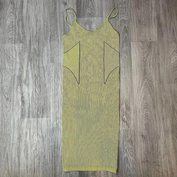 Zara green stripe Bodycon dress size medium - Picture 1 of 5